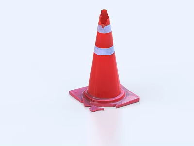 Red Traffic Cone With White Reflective Stripes For Road Safety Facilities 3d model