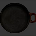 Vintage Metal Cooking Pot With Red Handle For Household Kitchen Use