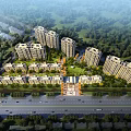 Aerial Planning of Residential Community With High Rise Low Rise Buildings Green Spaces Roads and Trees