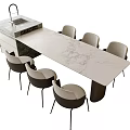 Modern Dining Table and Chair Combination Island Table Dining Table and Chair 3d model