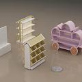 Supermarket Department Store Display Shelves With Rolling Cart And Multi Tiered Racks