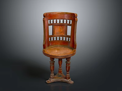 Vintage Wooden Dining Chair With Carved Backrest And Ornate Legs 3d model