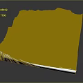 3D Terrain Model of Snowy Mountain Range With Glaciers and Green Valleys