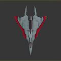 3D Model of Streamlined Fighter Jet With Gray Body Red Wings and Tail