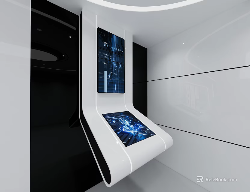 Modern Interactive Touchscreen Computer Terminal Featuring Digital Interface And Sleek Design 3d model 