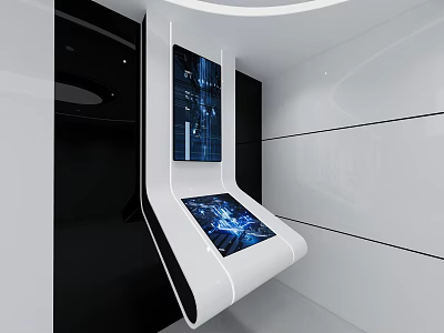 Modern Interactive Touchscreen Computer Terminal Featuring Digital Interface And Sleek Design 3d model