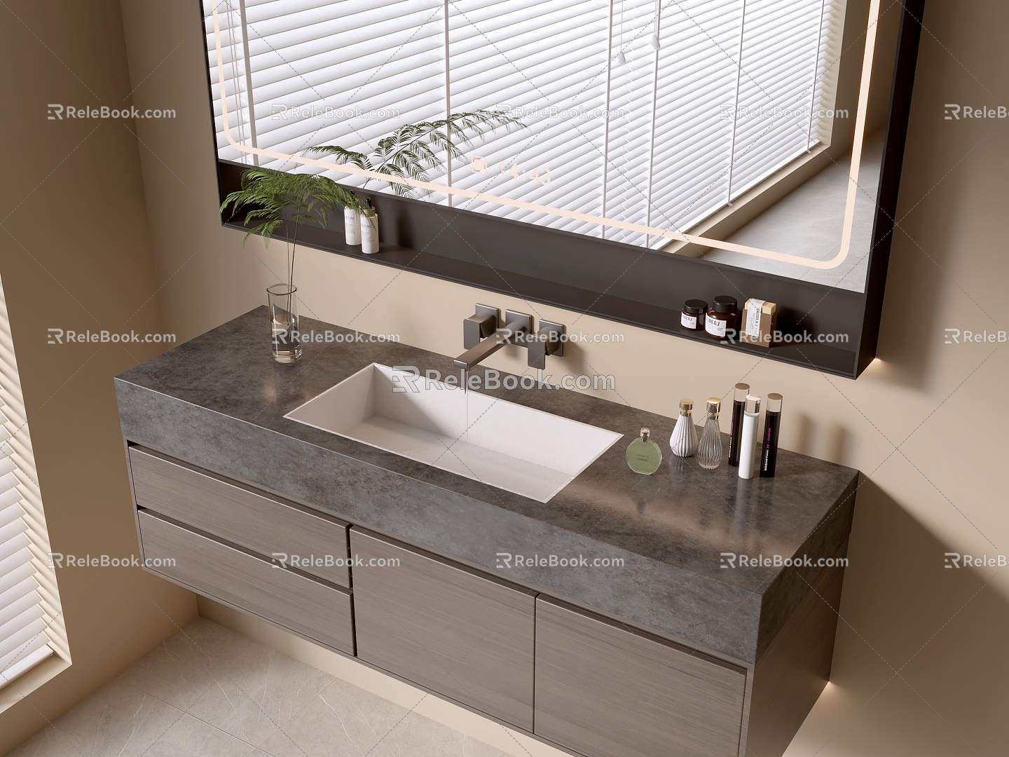 Modern Bathroom Cabinet Bathroom Counter Basin Bathroom Ornaments Mirror Cabinet Sink 3d model