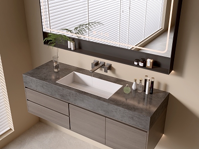 Modern Bathroom Cabinet Bathroom Counter Basin Bathroom Ornaments Mirror Cabinet Sink 3d model