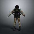 Tactical Military Character in Camouflage Uniform With Helmet Goggles and Tactical Gear 3d model