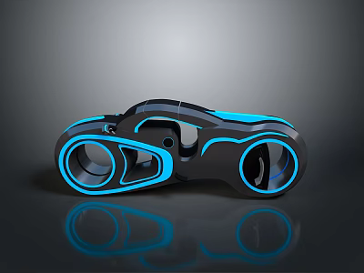 Futuristic Black Motorcycle With Blue Glowing Lines Sleek Design And Unique Wheels 3d model