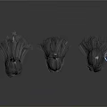 3D Long Gray Hair Models With Different Angles And Hair Accessories