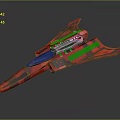 Red Spacecraft Model With Streamlined Design Blue Cockpit And Black Stripes