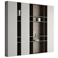 Modern Decorative Cabinet With Open Shelves Gray And Black Featuring Books And Ornaments