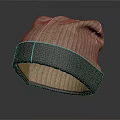 Soft Knit Striped Hat With Light Brown And Dark Brown Warm Winter Accessory 3d model