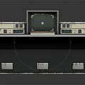 Vintage Control Console with Monitor Keyboard and Control Panels on Cabinet Structure Design