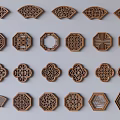 Chinese-style Solid Wood Hollow Flower Window Hollow Lattice Window New Chinese-style Fan-shaped Flower Window 3d model