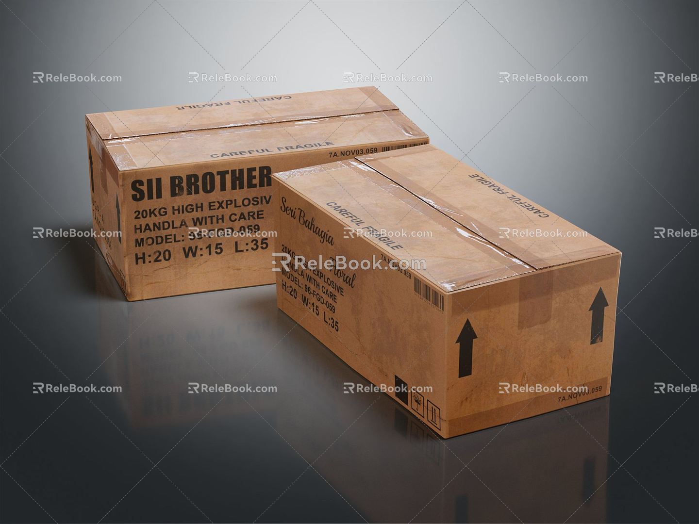 Modern carton box 3d model