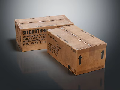 SII BROTHER Brown Cardboard Boxes With Size W15 L35 And Upward Arrows 3d model