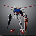 White Blue Red Gundam Model With Red Wings Sword And Shield