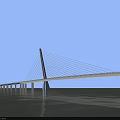 Cable Stayed Bridge Over Calm Water With Blue Sky And Water Reflection 3d model