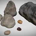 Riverside Stone Rock Stone Reef Boulder Cartoon Stone 3d model