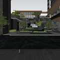 Sinking courtyard and community gate of modern sales office building demonstration area 3d model