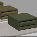 Green and Brown Stackable Fabric Boxes on White Shelf for Home Organizing 3d model