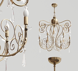 European-style chandelier metal candle chandelier 3d model