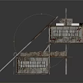 Rustic Container Building Structure With Sloped Wooden Roof And Metal Ladder