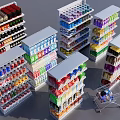 Organized Retail Display Shelves Stocked With Assorted Products And Shopping Cart In Store
