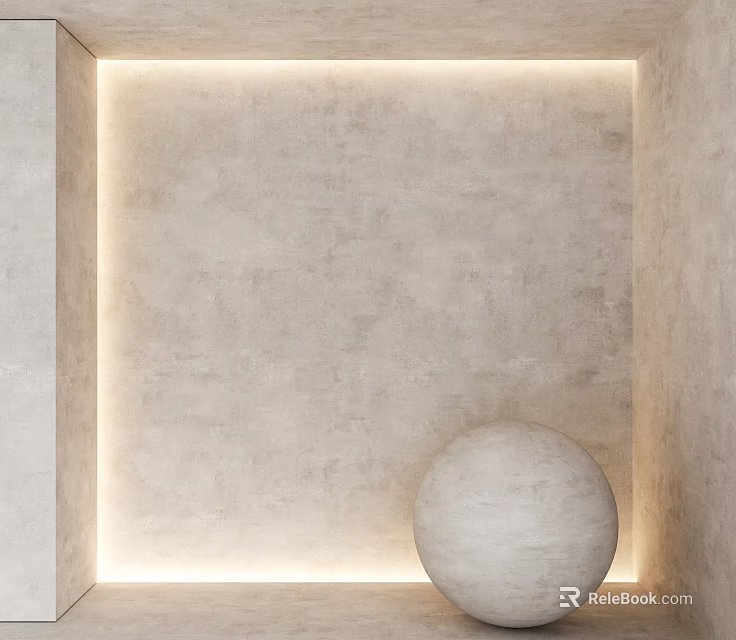 Round Sculpture in Minimalist Modern Style with Light-Colored Wall and Recessed Lighting 3d model 