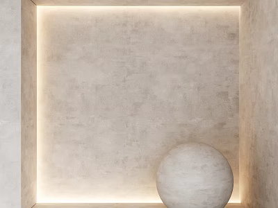 Round Sculpture in Minimalist Modern Style with Light-Colored Wall and Recessed Lighting 3d model