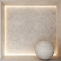 Round Sculpture in Minimalist Modern Style with Light-Colored Wall and Recessed Lighting