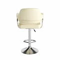 Cream Colored Leather Bar Stools With Vertical Tufted Seats Armrests And Adjustable Metal Base 3d model