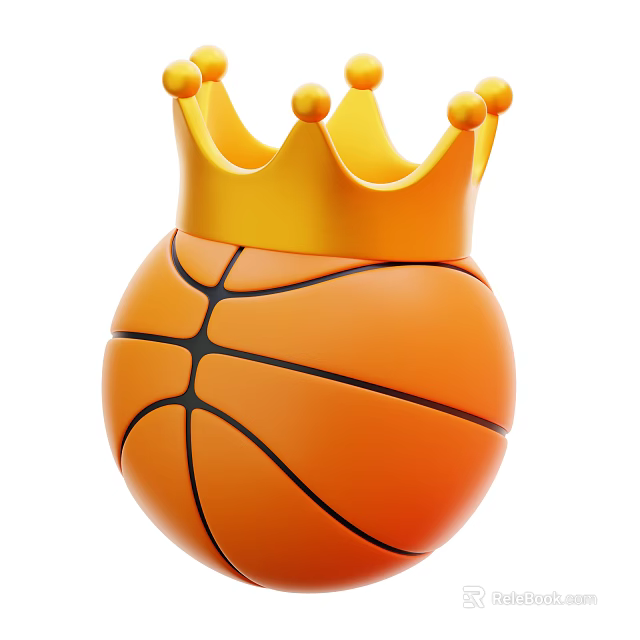 Premium Basketball Sports Equipment With Golden Crown Decor And Classic Design Features 3d model 