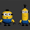 Two Cute Yellow Minions Toy Characters Wearing Blue Overalls And Goggles