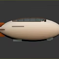 Futuristic Airship Vehicle Design With White Body Orange Tail Fins And Transparent Glass Top