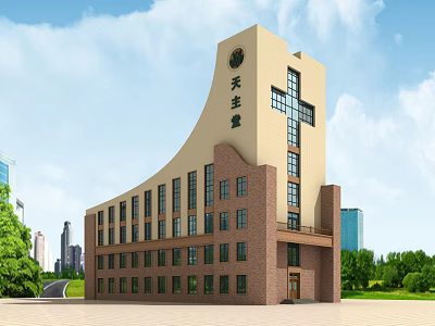 Tianshengtang Building Modern Architecture Exterior With Green Surroundings And Urban View 3d model