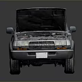 Gray Off Road SUV with Open Hood Displaying Engine and Roof Rack 3d model