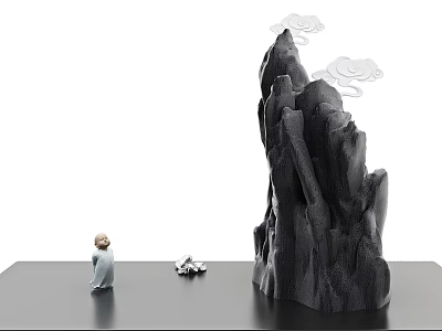 Creative Decorative Ornament Set With Mountain Shaped Sculpture Miniature Figure Small Animal And Cloud Decorations 3d model