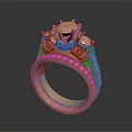 Luxury Rose Gold Ring Featuring Ornate Top Central Gemstone And Decorative Detailing