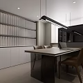 Modern Home Store Showcasing Open Space Dining Table Cabinetry Pendant Light And Wooden Flooring