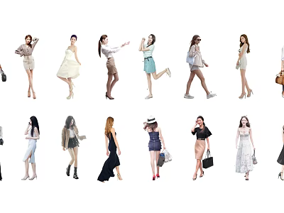 Multiple Women Models Showcasing Various Fashion Styles In Different Outfits And Accessories 3d model