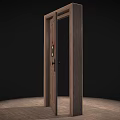Dark Brown Wooden Hinged Door With Panel Design Wooden Frame And Metal Handle