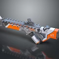 Futuristic Orange And Gray Weapon With Multiple Barrels And Scope Attachment 3d model