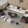 Modern Living Room Sofa And Coffee Table Set With Rug Black Chair And Floor Lamp