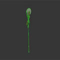 Ornate Decorative Staff With Intricate Carved Top And Long Wooden Shaft