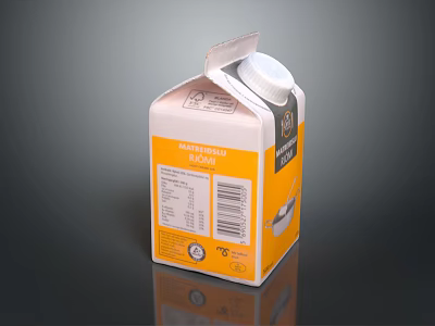 Fresh Milk Carton Package With Nutritional Information Label And Product Details Design 3d model