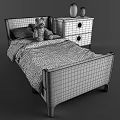 White Frame Kids Bed With Colorful Bedspread Teddy Bear And Nightstand Lamps