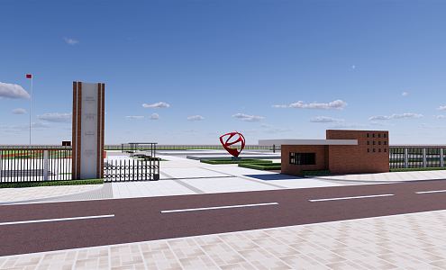 Modern Gate School Gate 3d model